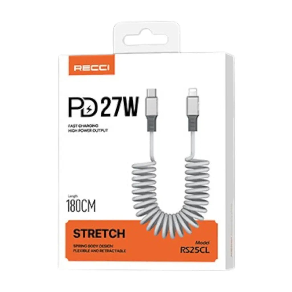 Recci PD 27W Type C To 8-Pin Cable Cable 1.8m Up to 480Mbps RS25CL Tech House Singapore