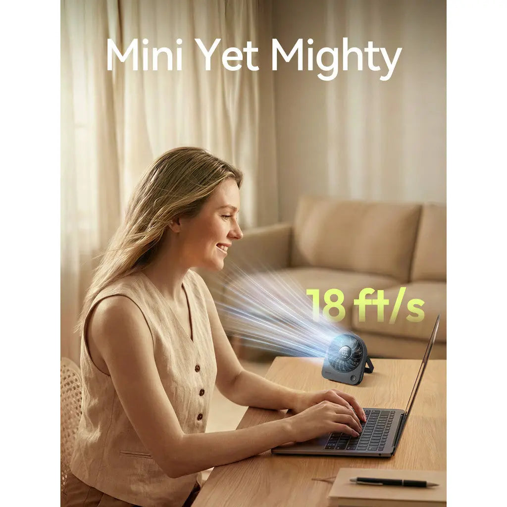 Aecooly Mini Portable Desk Fan USB Table Fan 4 Speeds Rechargeable 11H 180° Adjustable Battery Powered Tech House Singapore