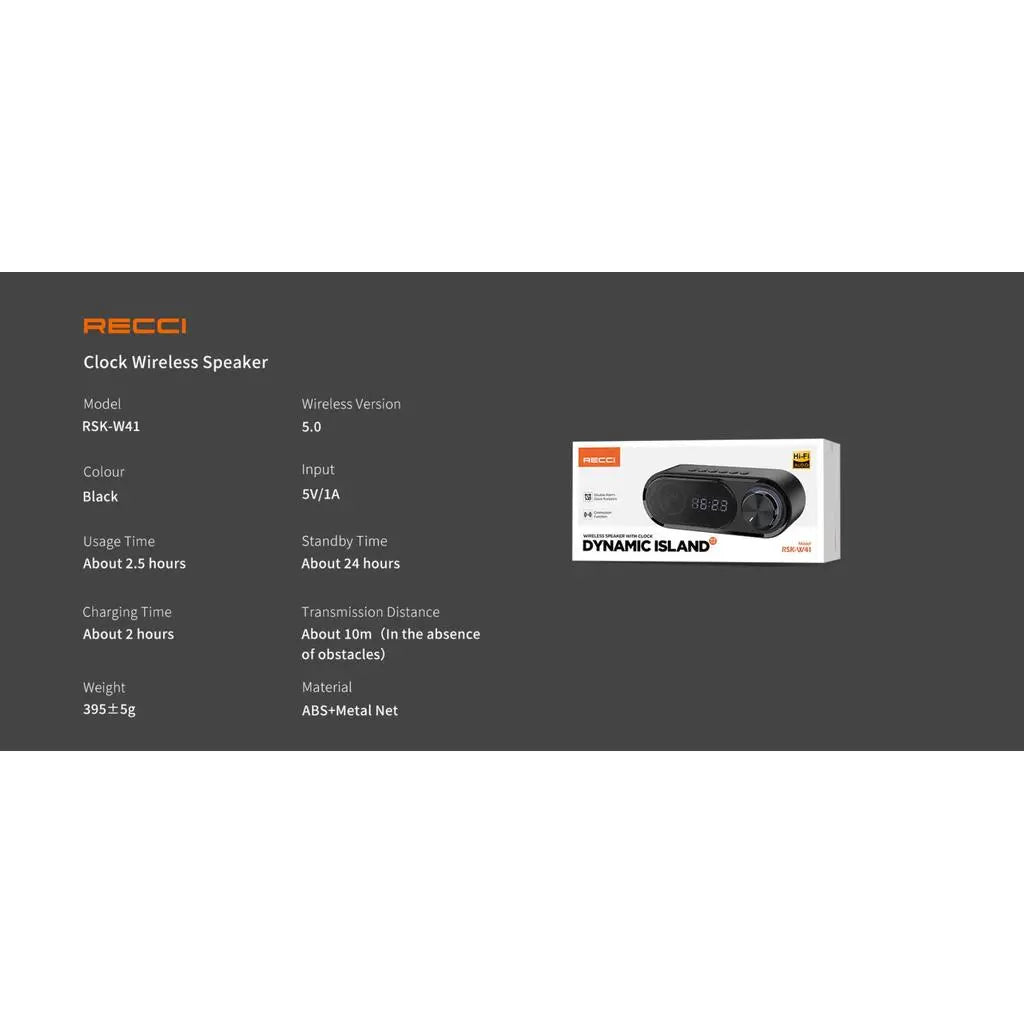 Recci Bluetooth Speaker with Clock RSK-W41 Tech House Singapore