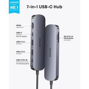 Anker USB C Hub 7-in-1 Multi-Port USB Adapter 4K 60Hz HDMI 85W Power Delivery USB C SD Card A83D2 Tech House Singapore