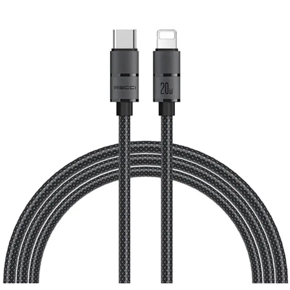 Recci Type-C to 8-Pin Cable 2M Fast Charging Cable Black RS12CL Tech House Singapore