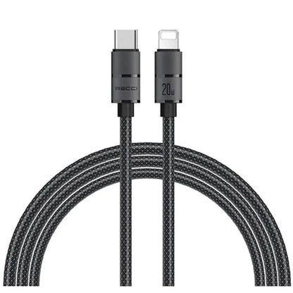 Recci Type-C to 8-Pin Cable 2M Fast Charging Cable Black RS12CL Tech House Singapore