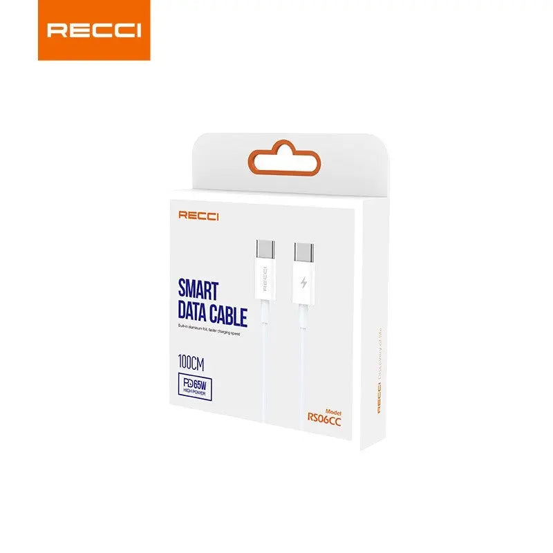 Recci Type-C to Type-C Cable PD 65W Fast Charging Cable 1M RS06CC Tech House Singapore