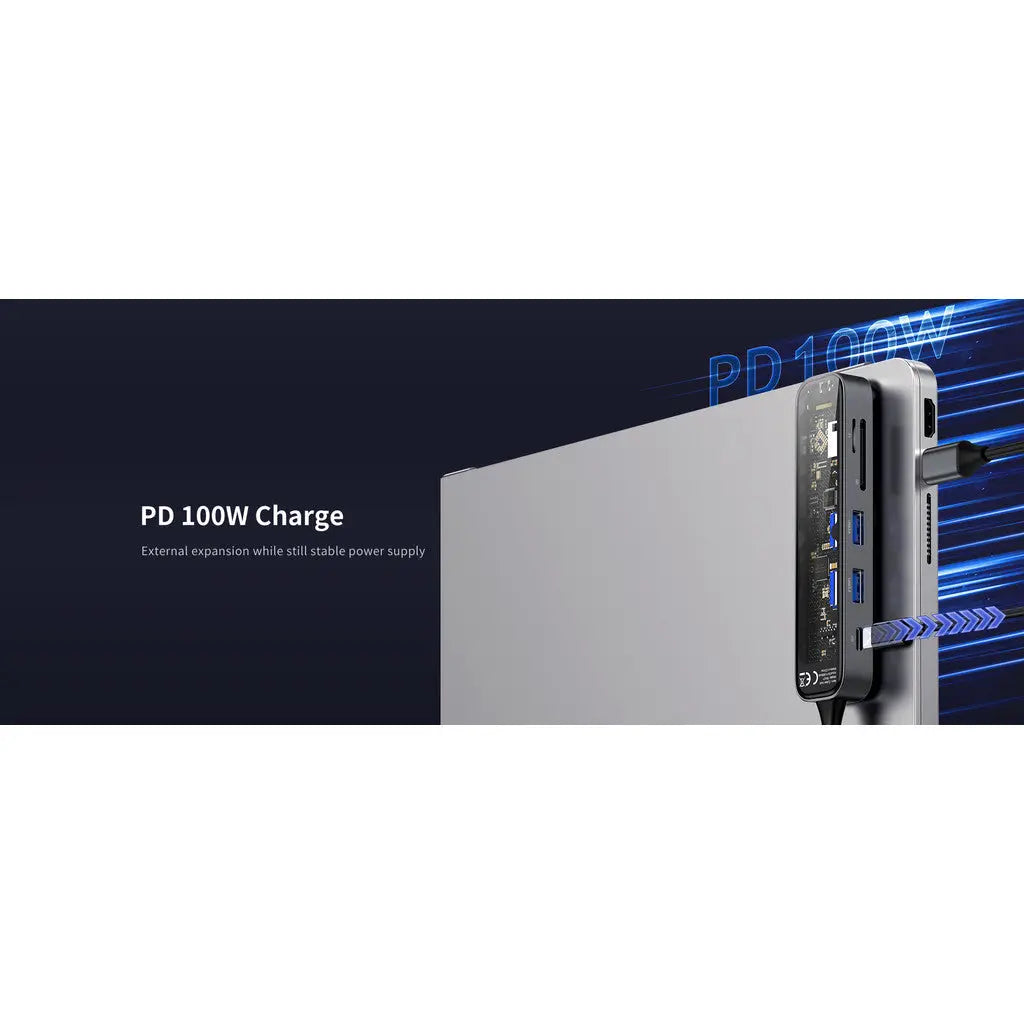 Recci 6 in 1 USB Hub PD 100W Fast Charging USB Hub RH21 Tech House Singapore