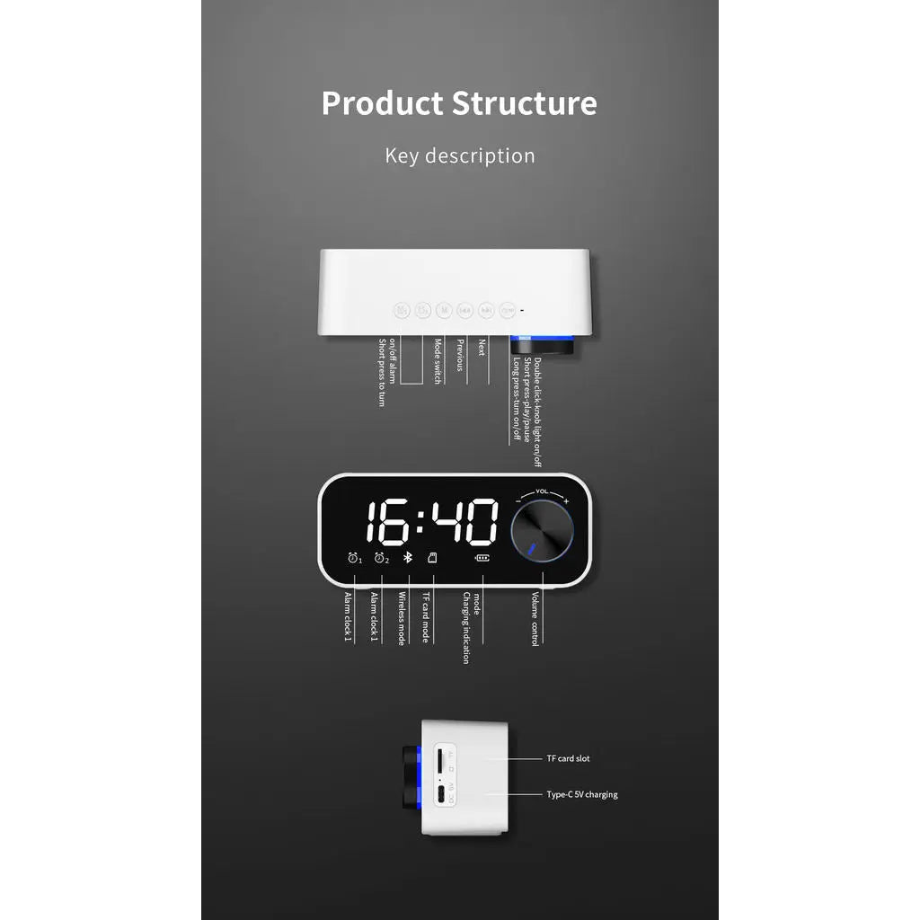 Recci Wireless Speaker with Alarm Clock RSK-W11 Tech House Singapore