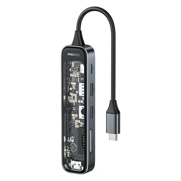 Recci 6 in 1 USB Hub PD 100W Fast Charging USB Hub RH21 Tech House Singapore