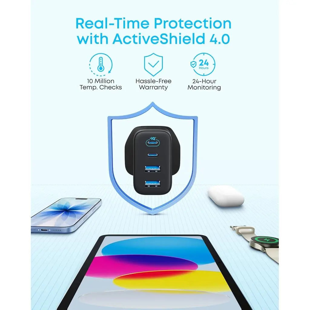 Anker Zolo Charger 50W 4 Port USB C Charger Wall Adapter 2 USB-C 2 USB-A Fast Charging Compact A121E Tech House Singapore