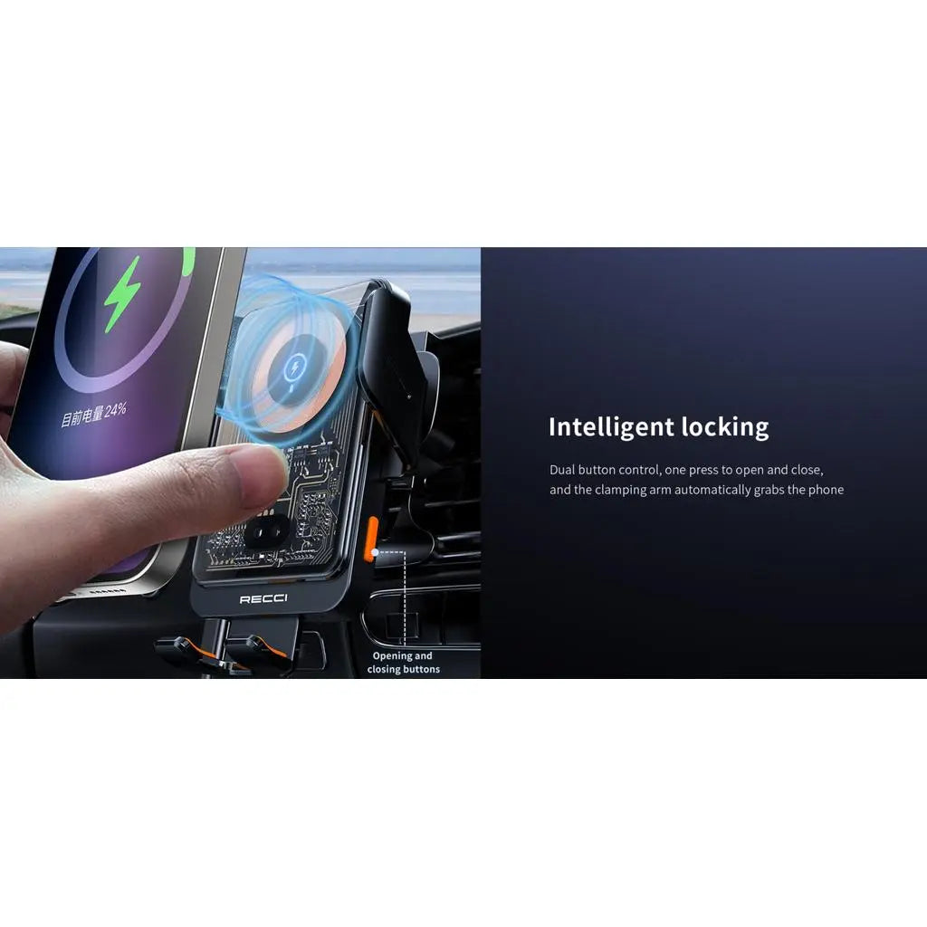 Recci 15W Fast Charging Car Holder RHO-C38 Tech House Singapore