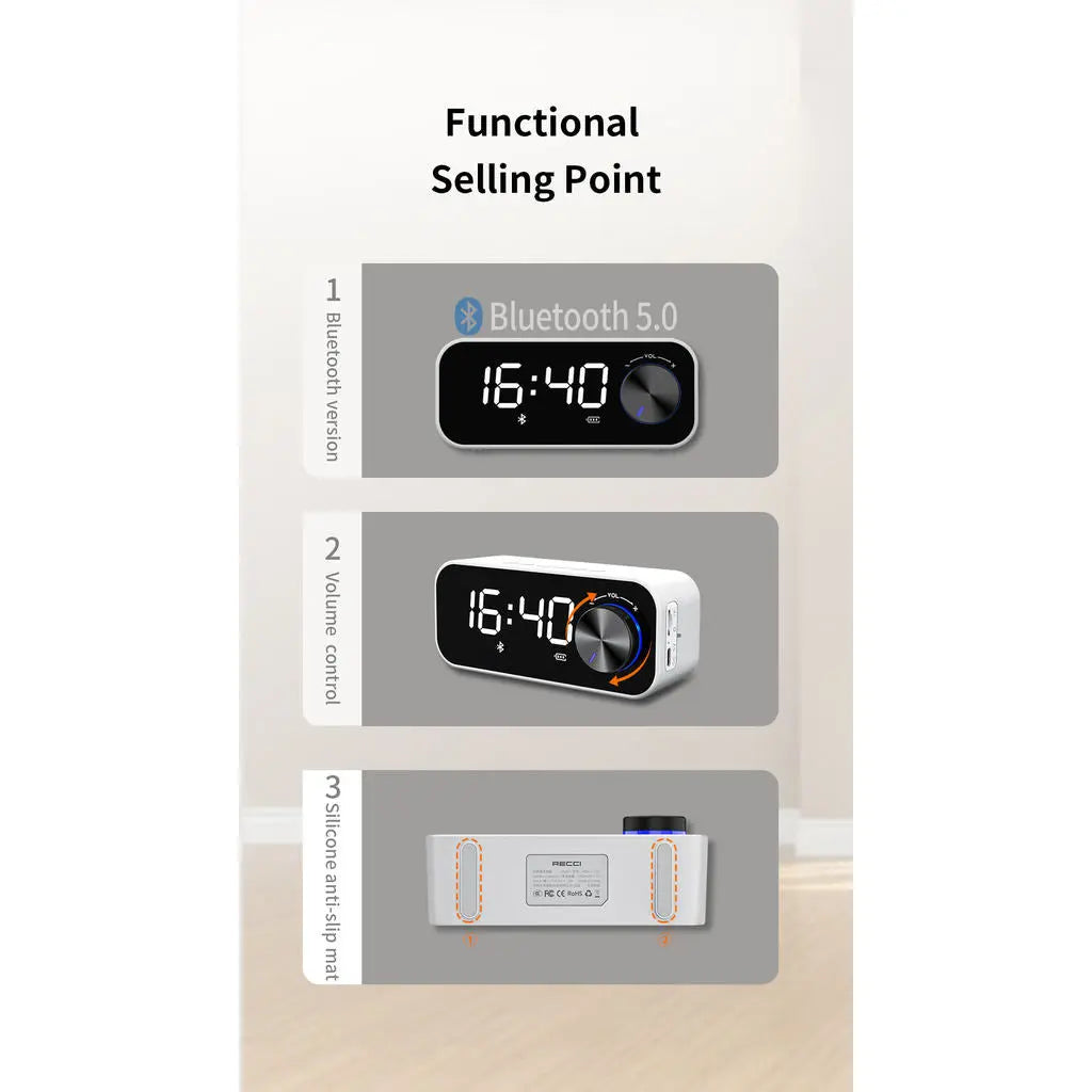 Recci Wireless Speaker with Alarm Clock RSK-W11 Tech House Singapore