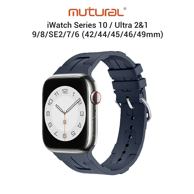 Mutural iWatch Strap KuangYe Series (42/44/45/46/49mm) Silicone Strap with Stainless Steel Buckle Watch Band Tech House Singapore