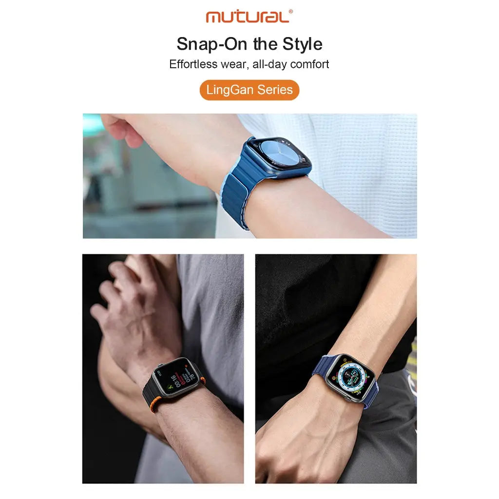 Mutural iWatch Strap LingGan Series (42/44/45/46/49mm) Elastic Silicone Magnetic Loop Watch Band Tech House Singapore