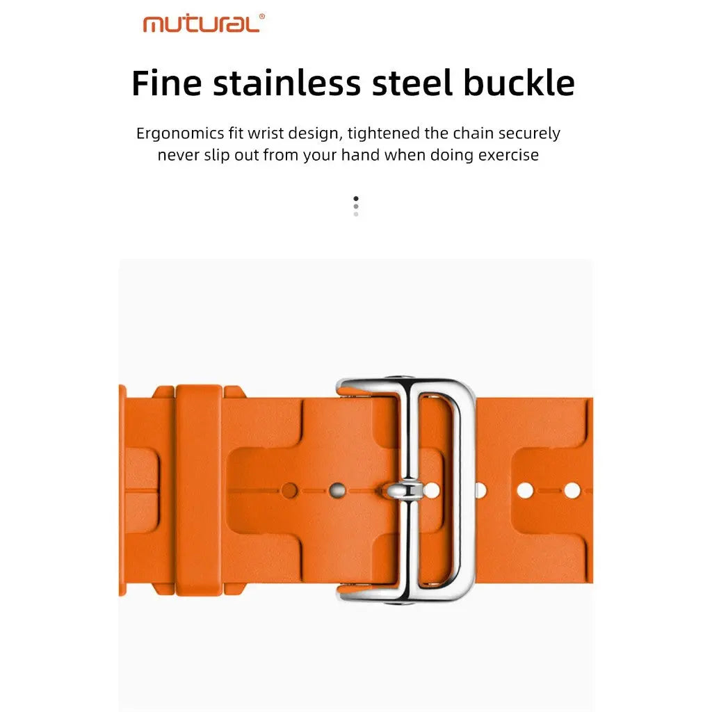 Mutural iWatch Strap KuangYe Series (42/44/45/46/49mm) Silicone Strap with Stainless Steel Buckle Watch Band Tech House Singapore