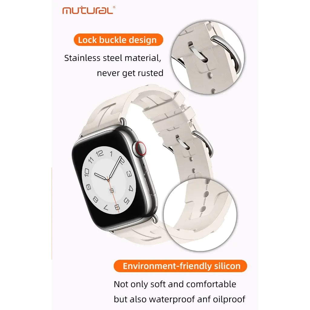 Mutural iWatch Strap KuangYe Series (42/44/45/46/49mm) Silicone Strap with Stainless Steel Buckle Watch Band Tech House Singapore