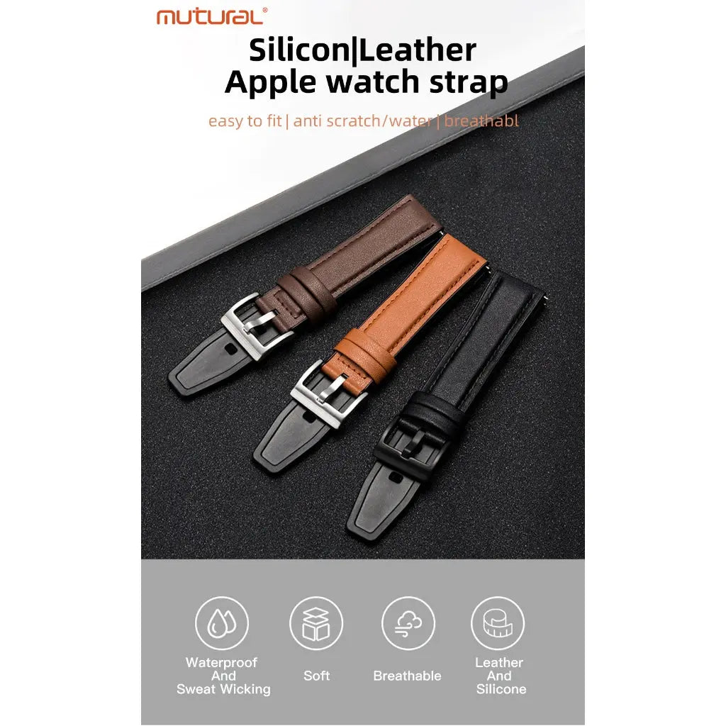Mutural iWatch Strap ShuYa Series (42/44/45/46/49mm) Soft Silicone Leather Watch Band Tech House Singapore