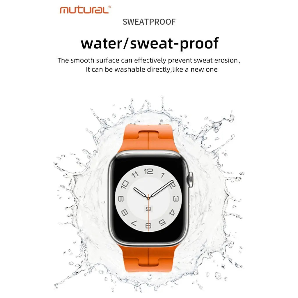 Mutural iWatch Strap KuangYe Series (42/44/45/46/49mm) Silicone Strap with Stainless Steel Buckle Watch Band Tech House Singapore
