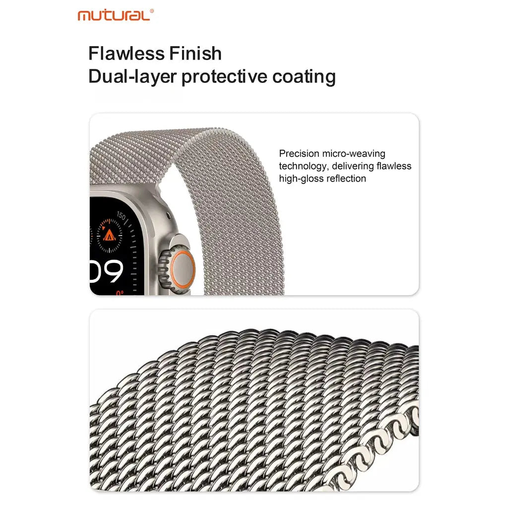 Mutural iWatch Strap Ruichi Series (42/44/45/46/49mm) Stainless Steel Mesh Watch Band Tech House Singapore
