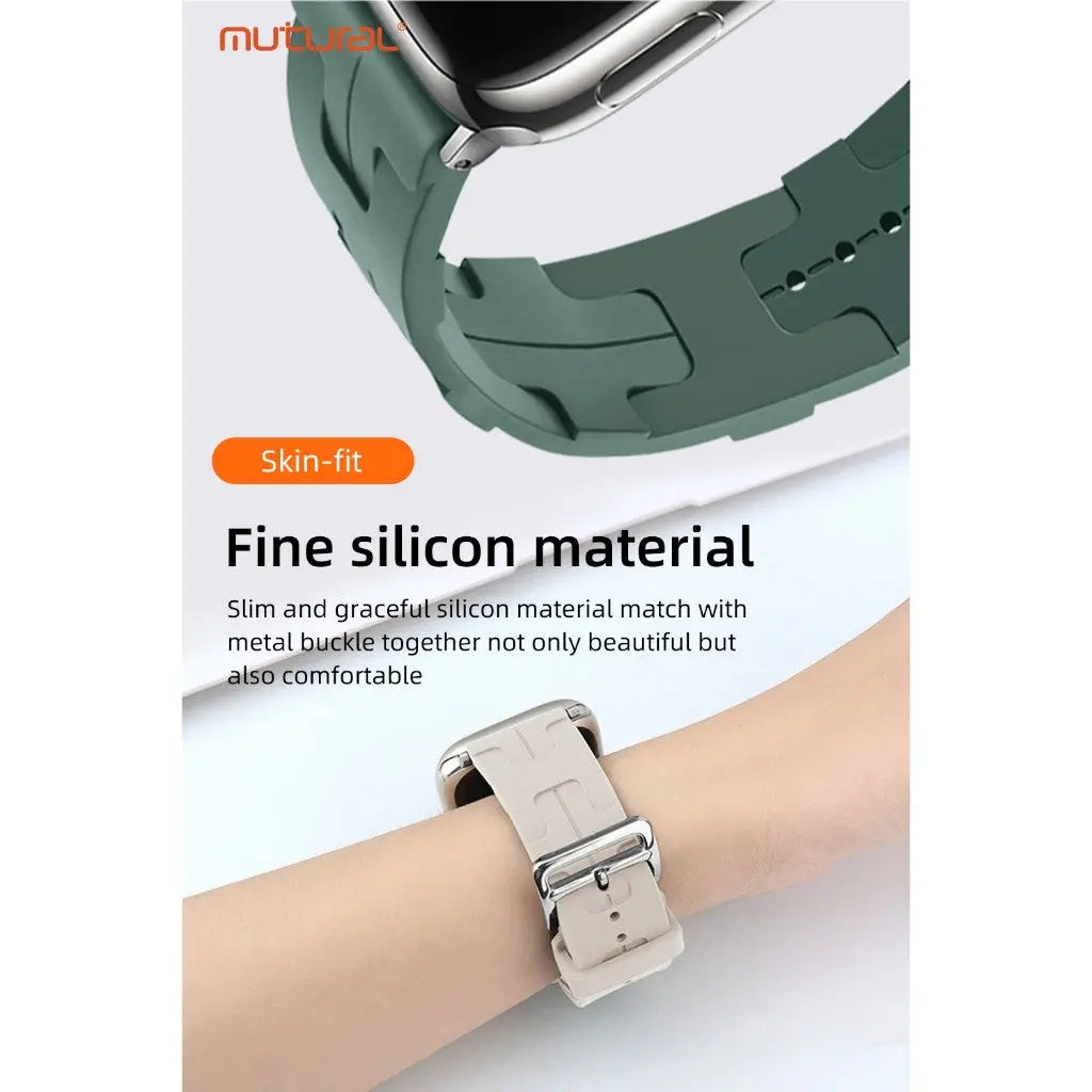 Mutural iWatch Strap KuangYe Series (42/44/45/46/49mm) Silicone Strap with Stainless Steel Buckle Watch Band Tech House Singapore