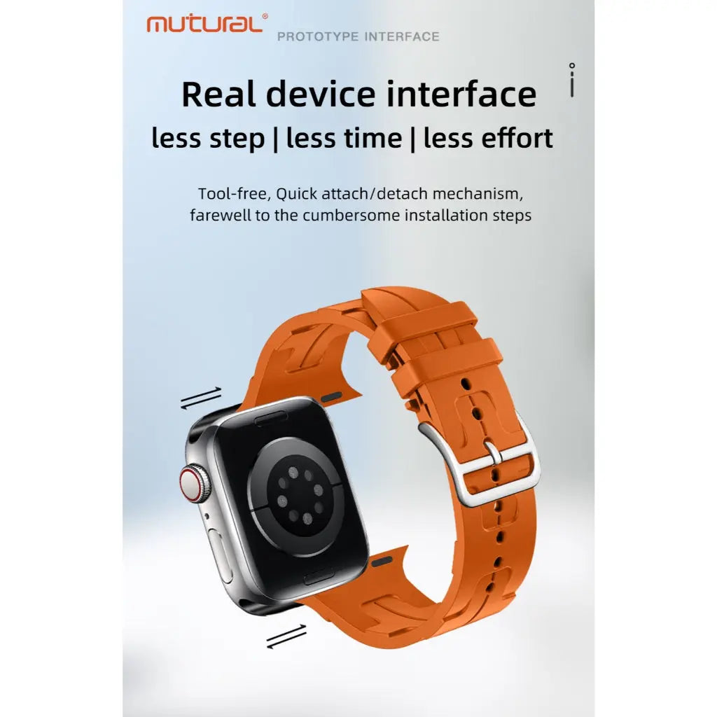 Mutural iWatch Strap KuangYe Series (42/44/45/46/49mm) Silicone Strap with Stainless Steel Buckle Watch Band Tech House Singapore