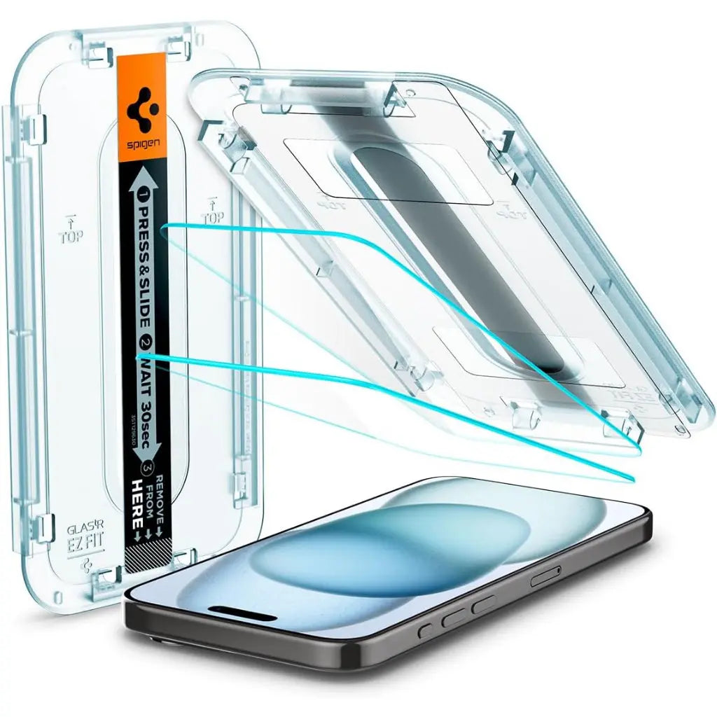 [2 Pack] iPhone 15 Tempered Glass Glas.tR EZ Fit - Spigen Singapore