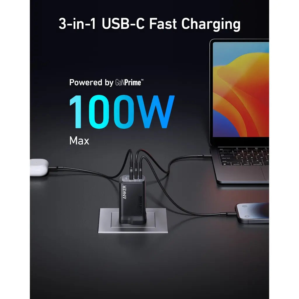 Charger Ganprime Powerport 100W Gan Charger USB C A2343 - Anker Singapore