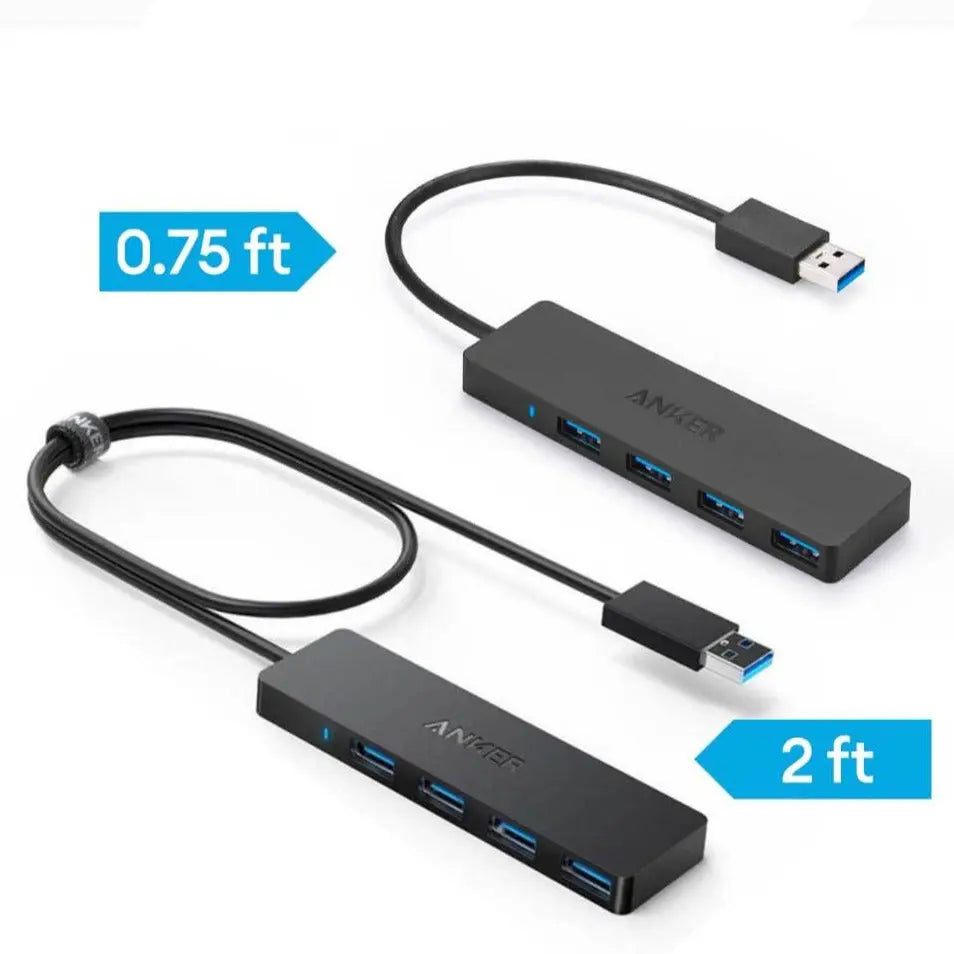 Ultra Slim 4-Port USB 3.0 Data Hub (0.75ft/2ft) Extended Cable A7516 - Anker Singapore