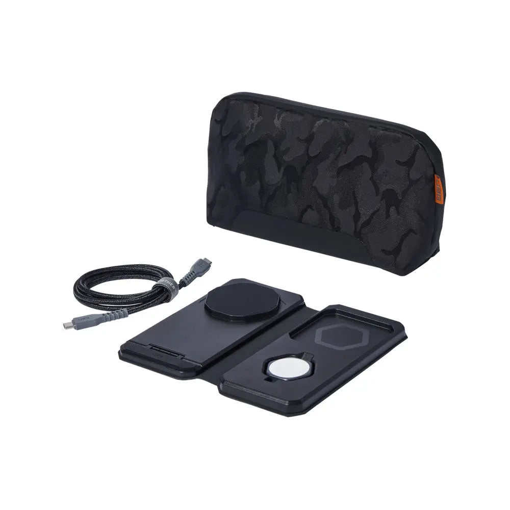 UAG SRGE 3-in-1 Travel Charger 15W Foldable Magsafe Wireless Charging Stand Tech House Singapore