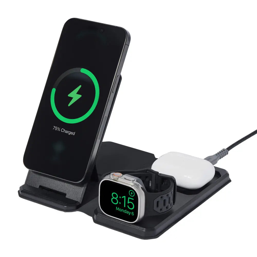 UAG SRGE 3-in-1 Travel Charger 15W Foldable Magsafe Wireless Charging Stand Tech House Singapore