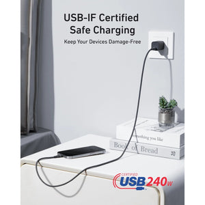 Anker USB C to USB C Cable 240W Upcycled-Braided Fast Charging Cable (3ft / 6ft) A82E2