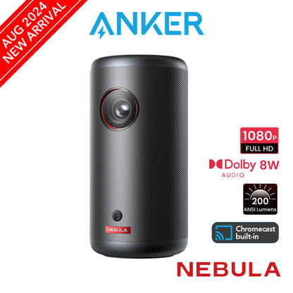 Nebula by Anker Capsule 3 Smart Mini 1080p HD Portable Projector 200 ANSI Lumen, Dolby Audio and Built in Netflix D2425 Anker