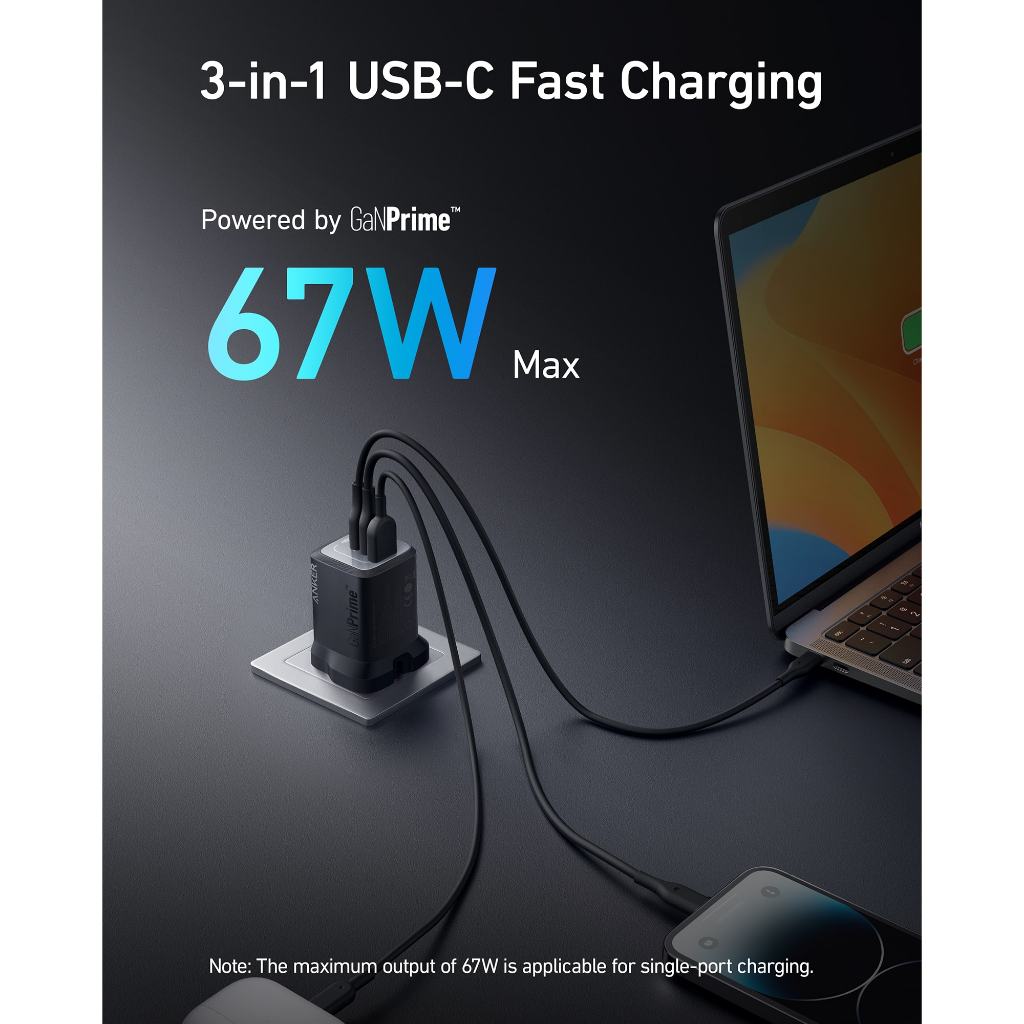 Anker Charger Ganprime Powerport 67W USB C Gan Charger A2669 Anker