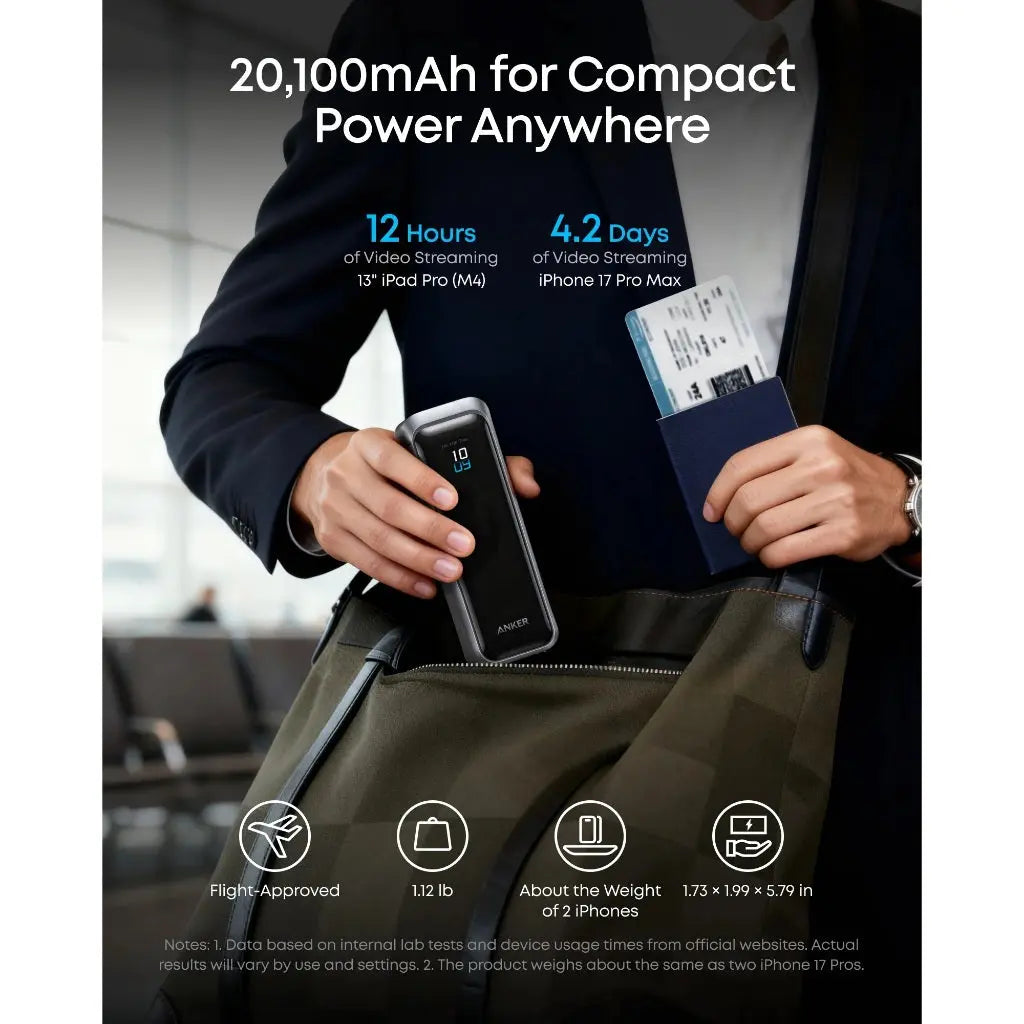 Anker Prime Power Bank 20100mAh 3-Port 220W Laptop Portable Charger A110B Tech House Singapore