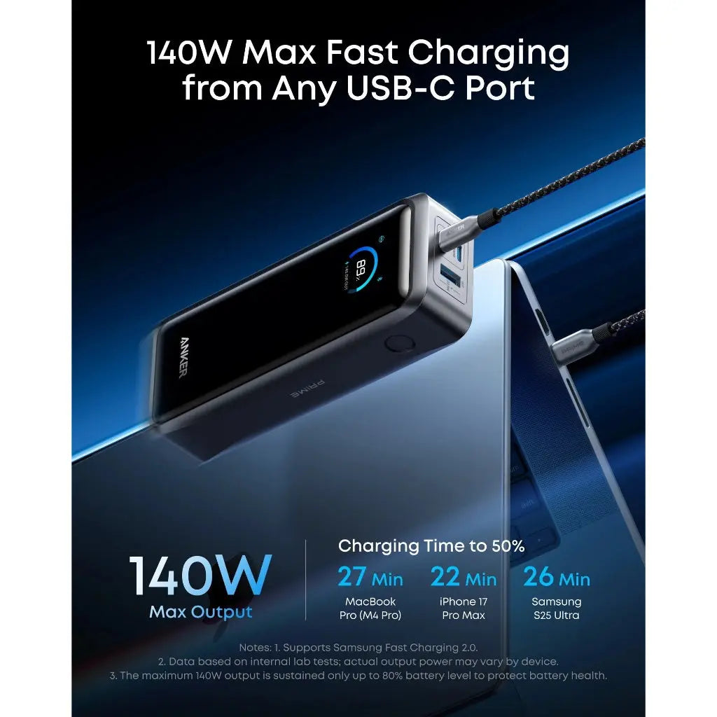 Anker Prime Power Bank 26250mAh 3-Port 300W Laptop Portable Charger A110A Tech House Singapore