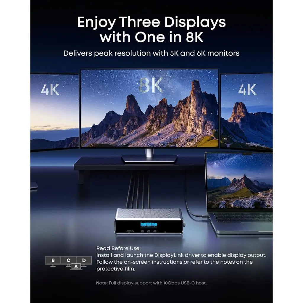 Anker Prime Docking Station (14-in-1 Charger, 8K Triple Display, DisplayLink) with DL7400 A83B3 Tech House Singapore