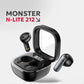 Monster TWS Black N-Lite 212 Wireless Bluetooth 5.3 Headphones 13mm Dynamic Bass Stereo Earbuds 137275 Tech House Singapore