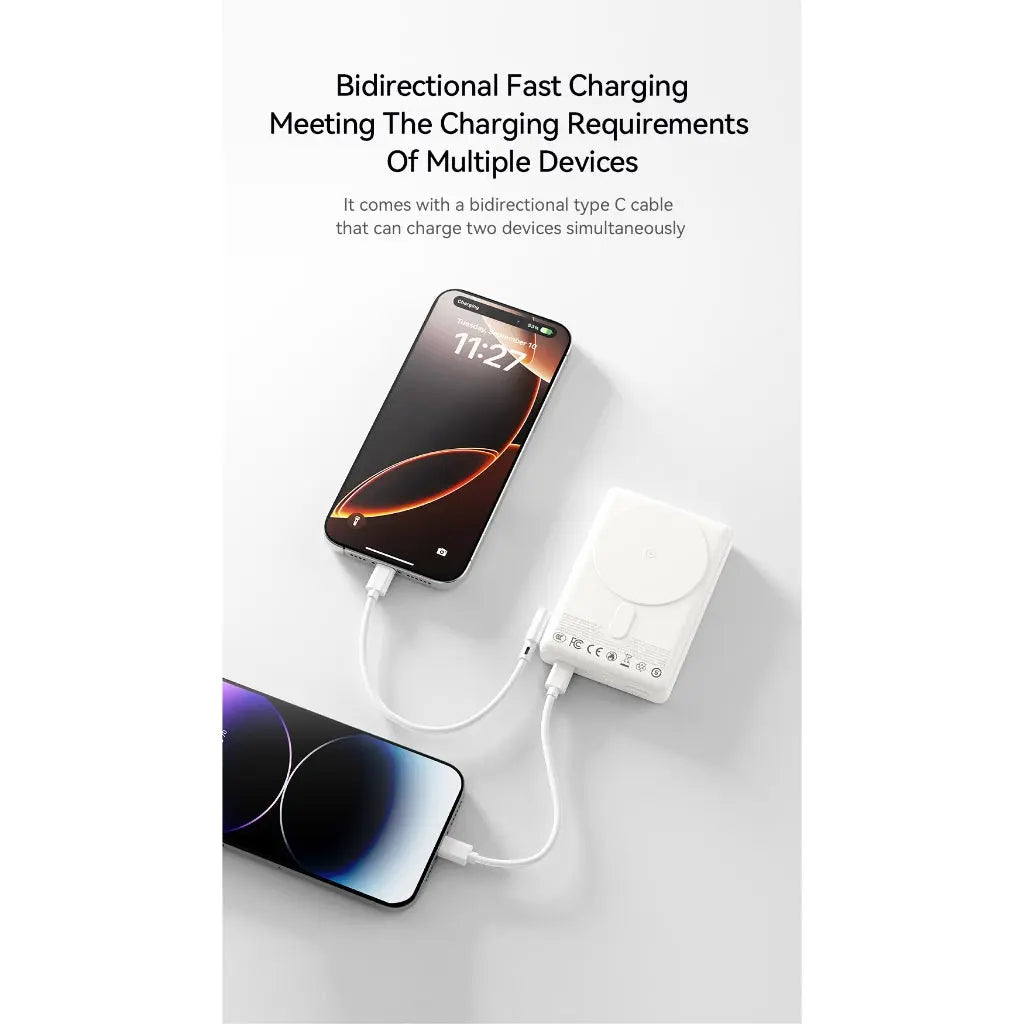 [CCC Power Bank] Recci 5000mAh Power Bank 15W Magnetic Charging with 20W USB-C Built-In Cable 3C Certified (RPB-W37) Tech House Singapore