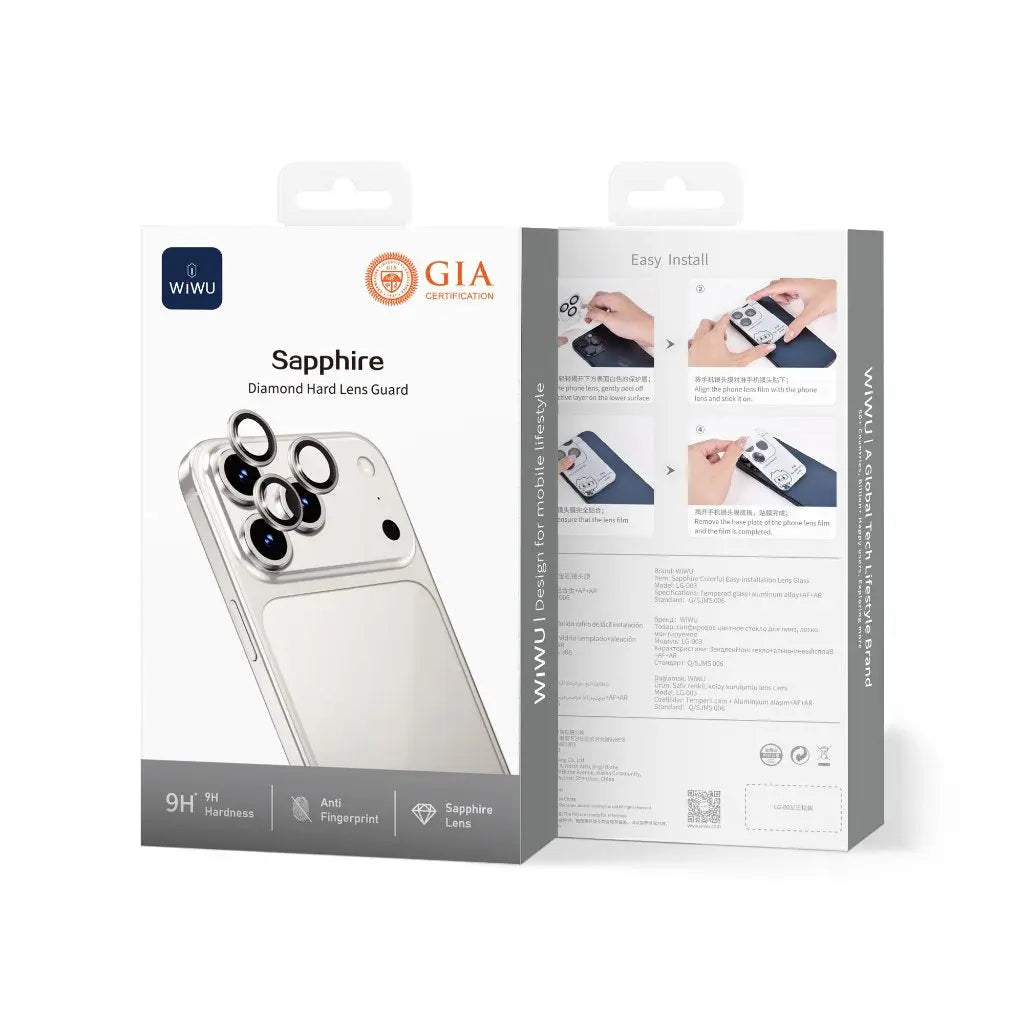 WiWU iPhone 17 Pro Max/ iPhone 17 Pro Dual Color Sapphire Diamond Hard Lens Guard Camera Lens Protector LG-003 Tech House Singapore