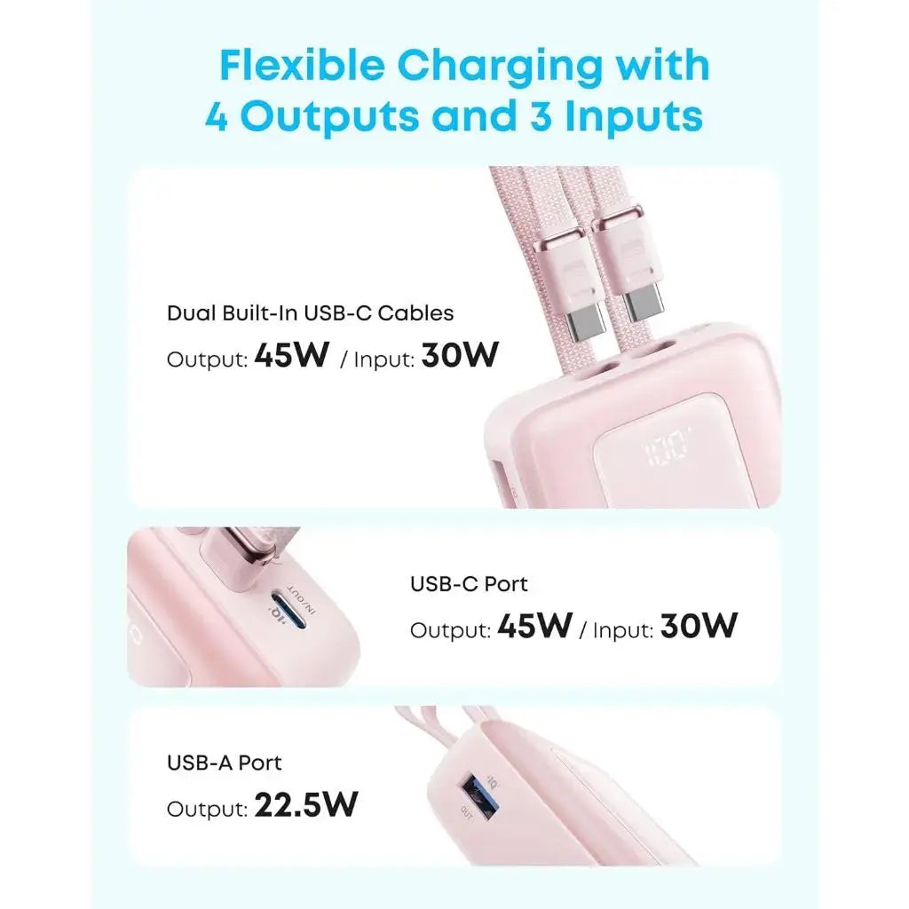 3C Power Bank Anker Zolo Powerbank CCC 20000mAh 45W Fast Charging Built-in Dual USB C Cable Portable Charger A110M --- Singapore