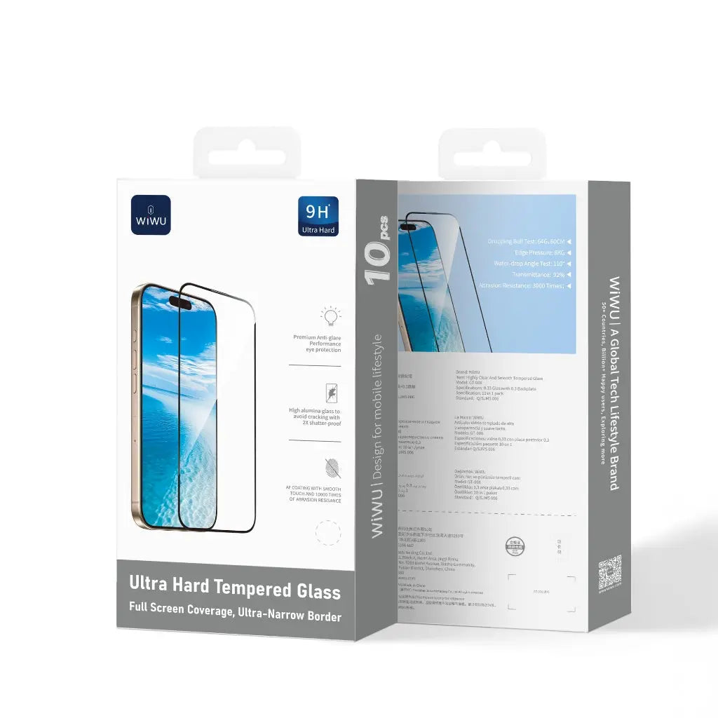 WiWU iPhone 17 Pro Max Crystal 10 Tempered Glass Screen Protector with 9H Hardness GT-008 (10PCS) Tech House Singapore