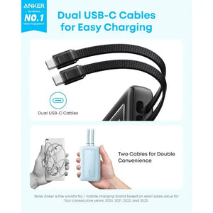 3C Power Bank Anker Zolo Powerbank CCC 20000mAh 45W Fast Charging Built-in Dual USB C Cable Portable Charger A110M --- Singapore