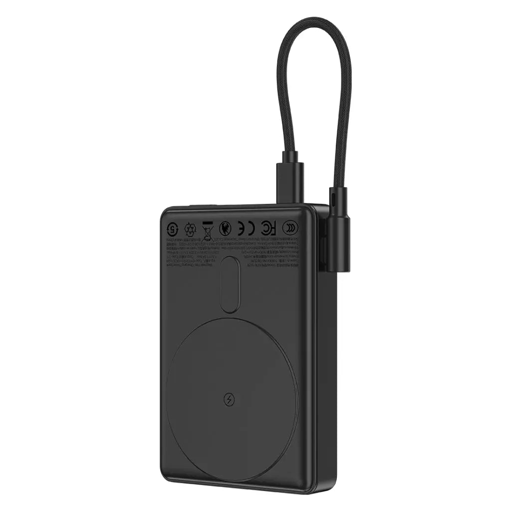 [CCC Power Bank] Recci 5000mAh Power Bank 15W Magnetic Charging with 20W USB-C Built-In Cable 3C Certified (RPB-W37) Tech House Singapore