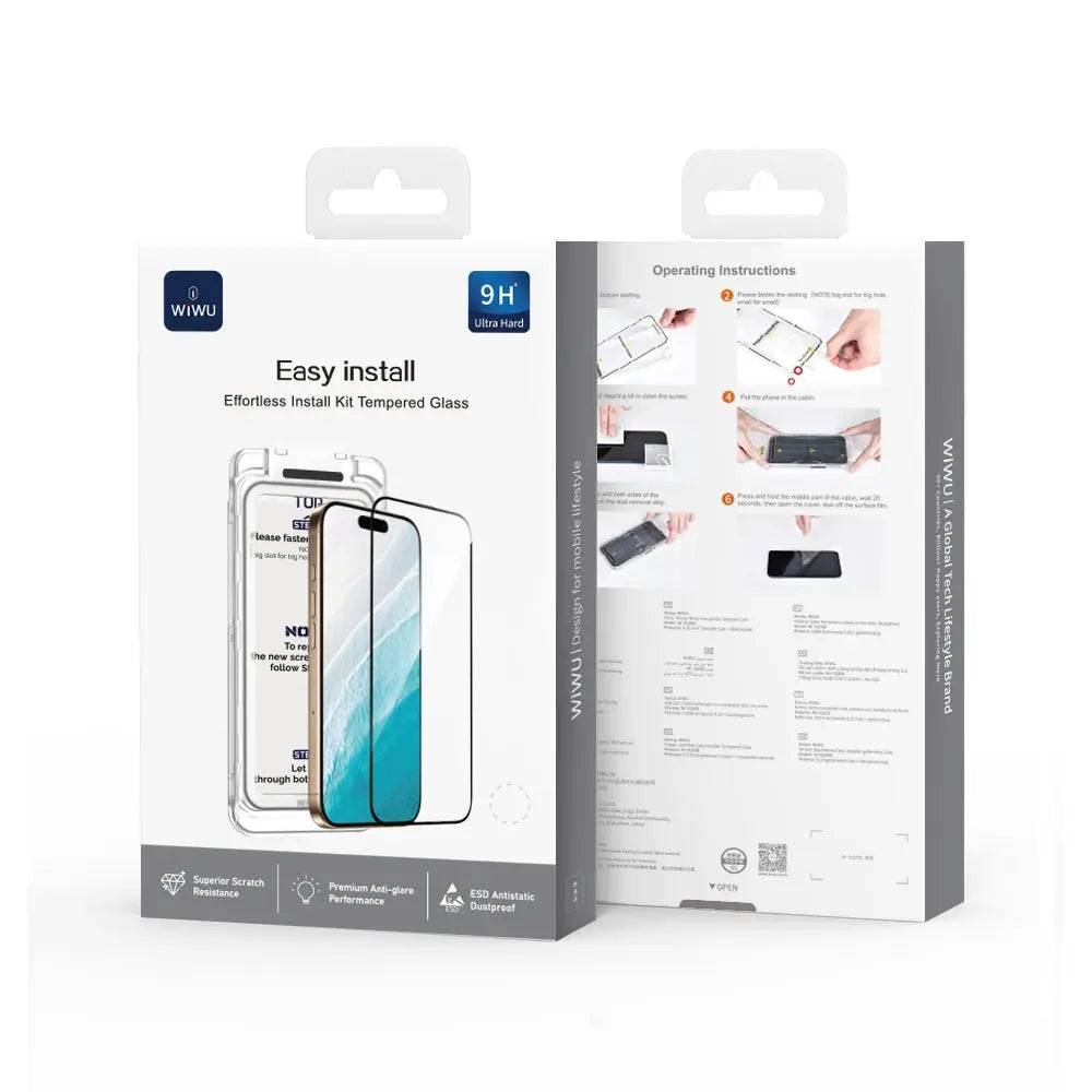 WiWU iPhone 17 Pro / iPhone 17 Pro Max 9H Ultra Hard Easy Install Tempered Glass Screen Protector Wi-SQ008 Tech House Singapore