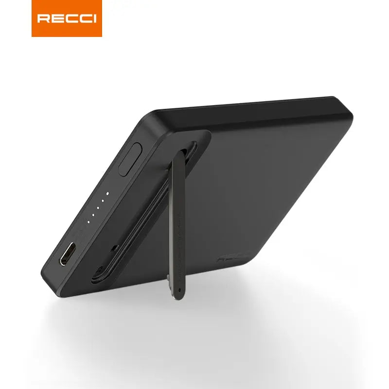 [CCC Power Bank] Recci 5000mAh Power Bank 15W Magnetic Charging with 20W USB-C Built-In Cable 3C Certified (RPB-W37) Tech House Singapore