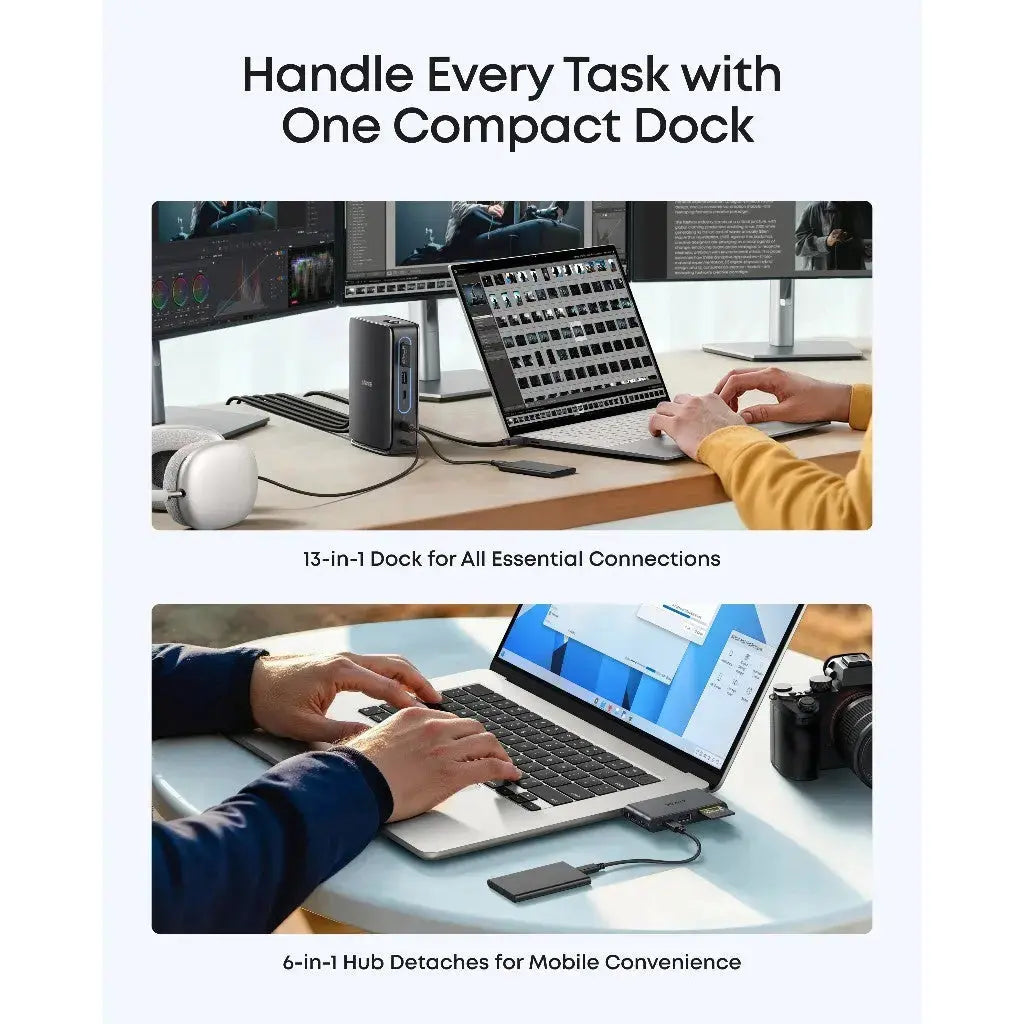 Anker Nano 13-in-1 Docking Station, 4K Triple Display, 100W Fast Charger with Built-In Detachable Hub A83C3 Tech House Singapore