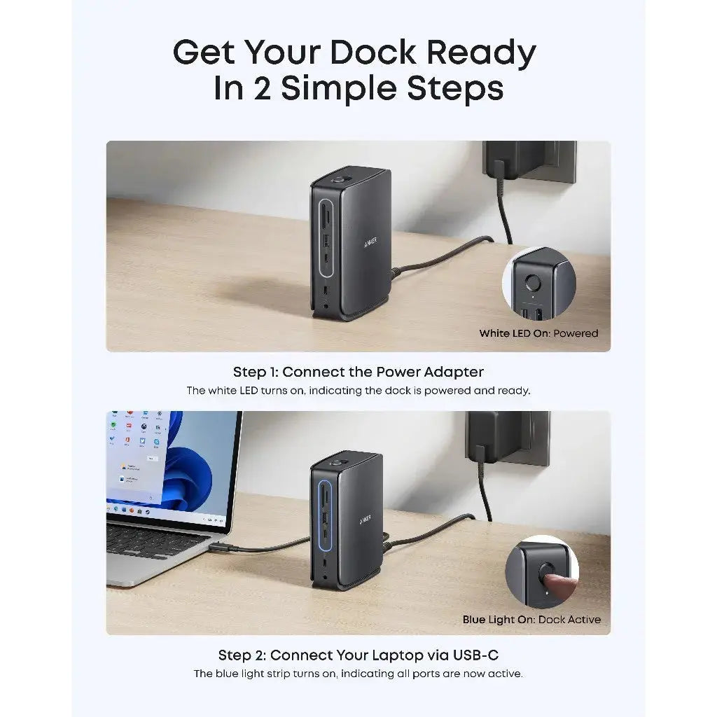 Anker Nano 13-in-1 Docking Station, 4K Triple Display, 100W Fast Charger with Built-In Detachable Hub A83C3 Tech House Singapore