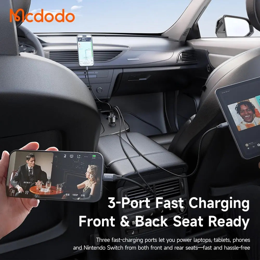 Mcdodo Gana Car Charger PD 130W Max Fast Charging 3-Port Car Charger CC-3190 Tech House Singapore