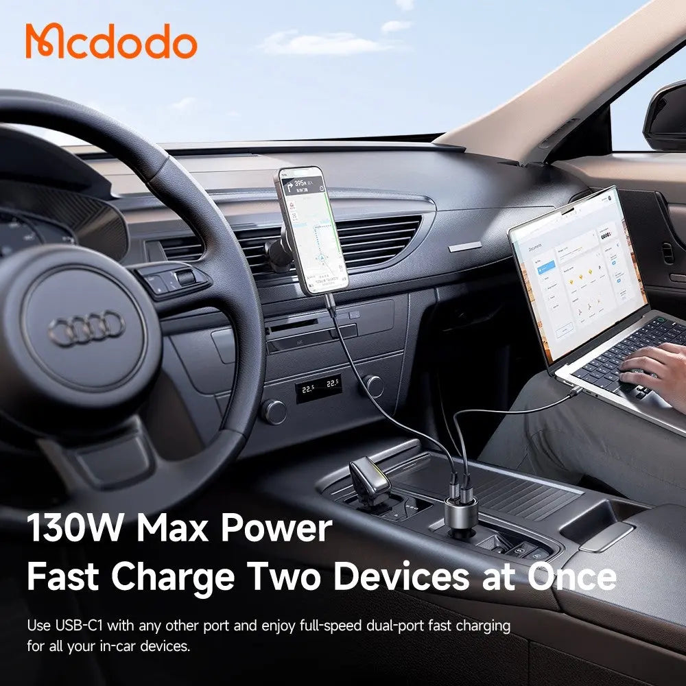 Mcdodo Gana Car Charger PD 130W Max Fast Charging 3-Port Car Charger CC-3190 Tech House Singapore