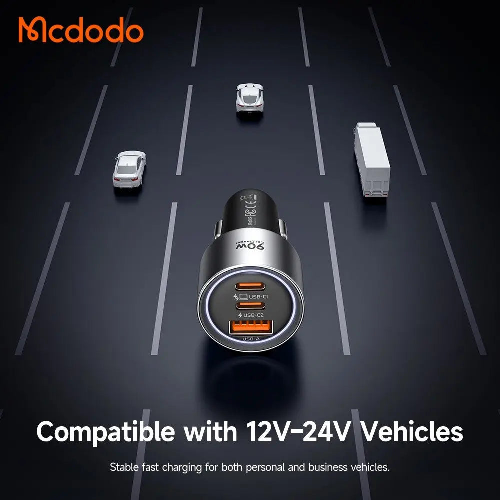 Mcdodo Gana Car Charger PD 90W Max Fast Charging 3-Port Car Charger CC-3110 Tech House Singapore