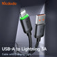 Mcdodo USB-A to Lightning Cable Fast Charging Braided Nylon 1m Cable with Charging Light CA-2030 Tech House Singapore