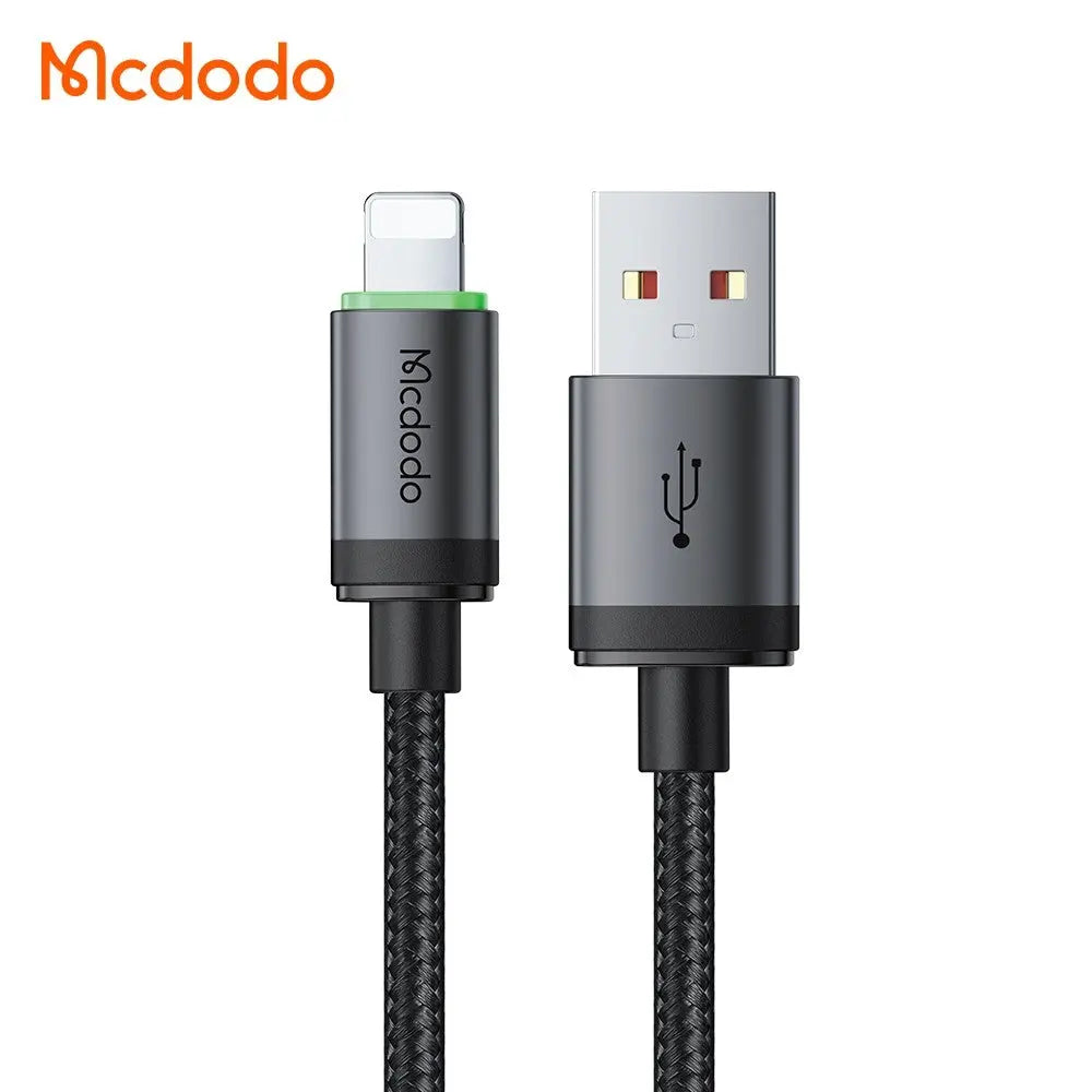 Mcdodo USB-A to Lightning Cable Fast Charging Braided Nylon 1m Cable with Charging Light CA-2030 Tech House Singapore