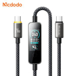 Mcdodo USB-C to USB-C Cable 240W Fast Charging Braided Nylon 1.2m Cable with TFT Screen Display CA-8750 Tech House Singapore